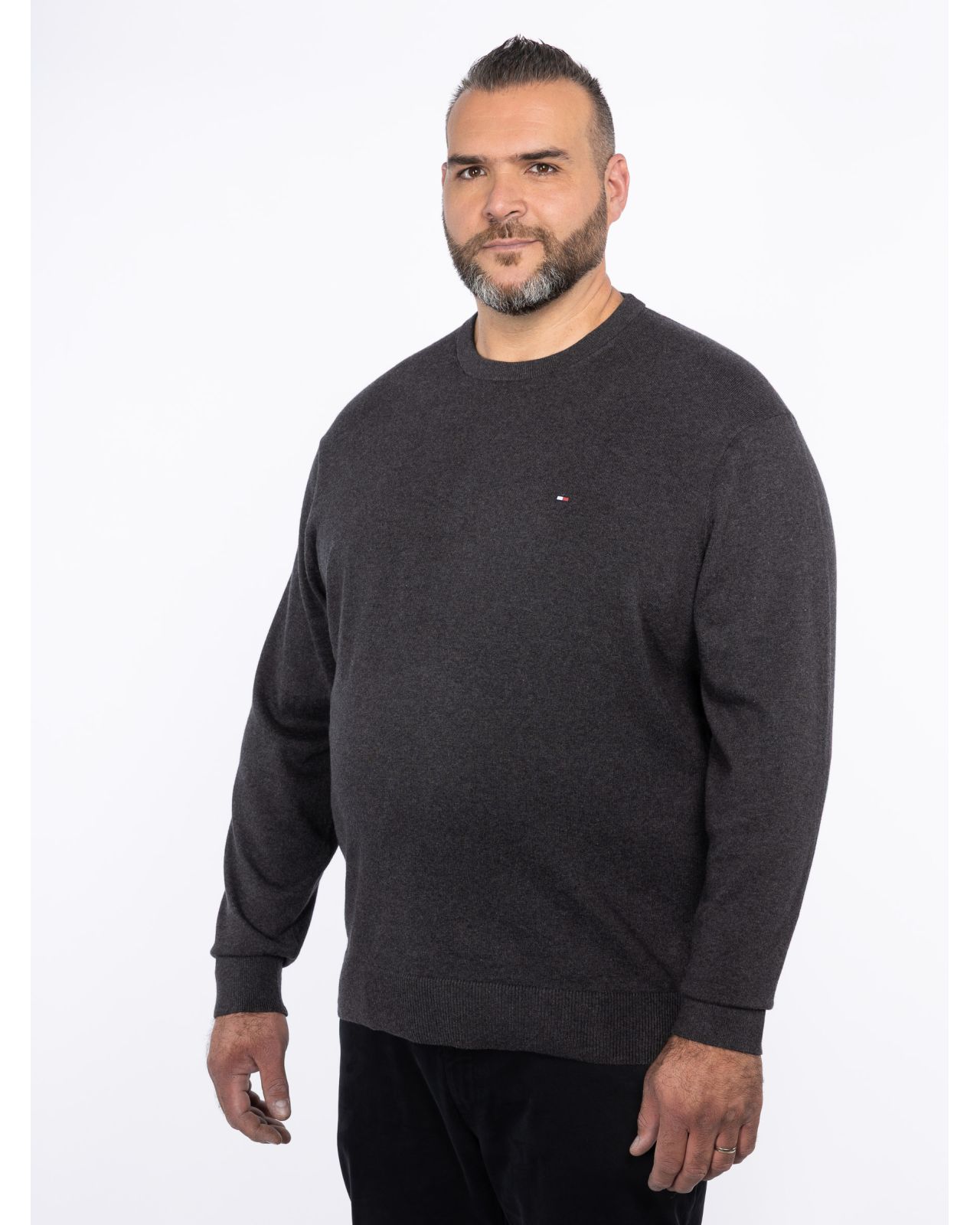 Pull coton cachemire grande taille anthracite