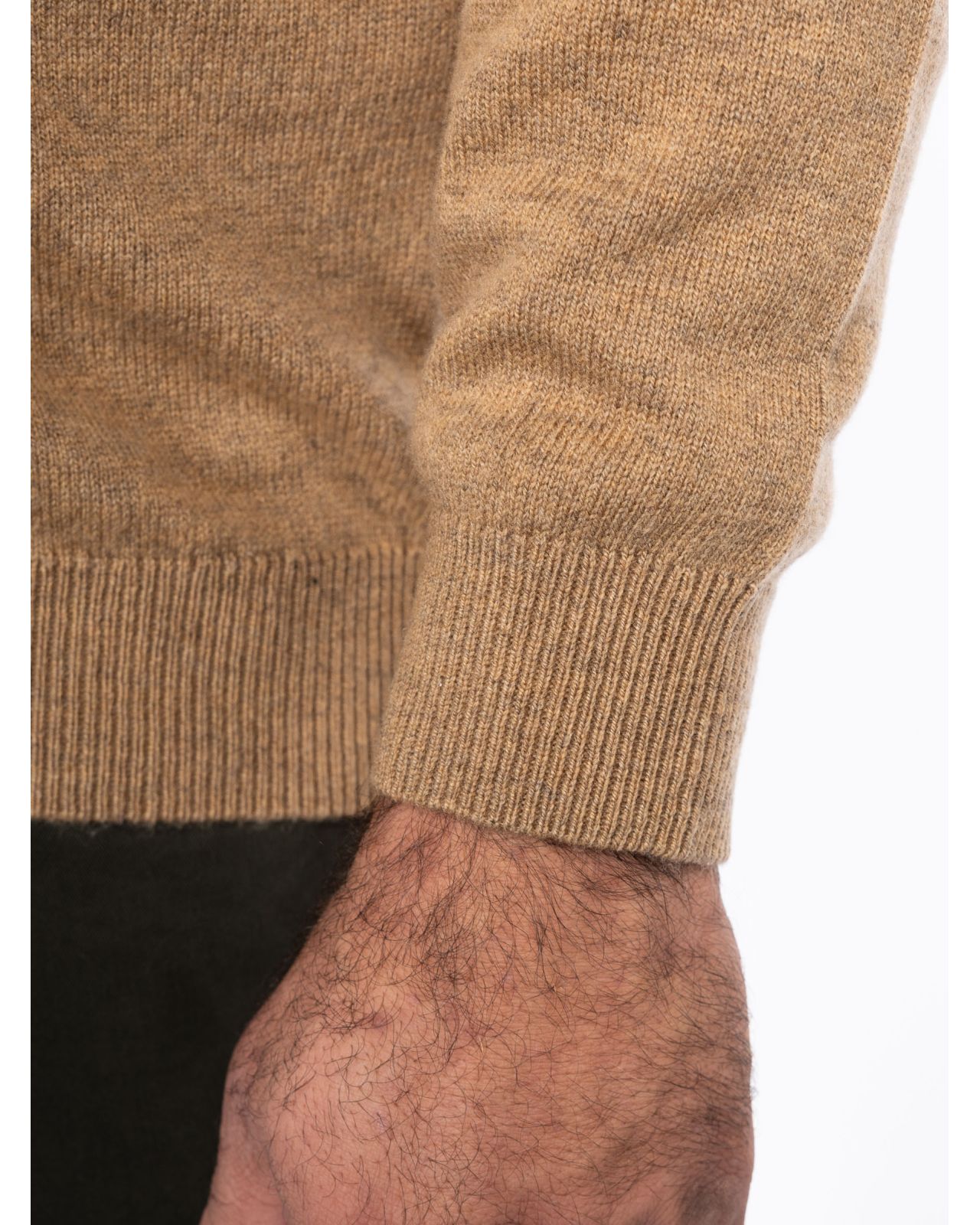 Pull col roulé en laine grande taille marron