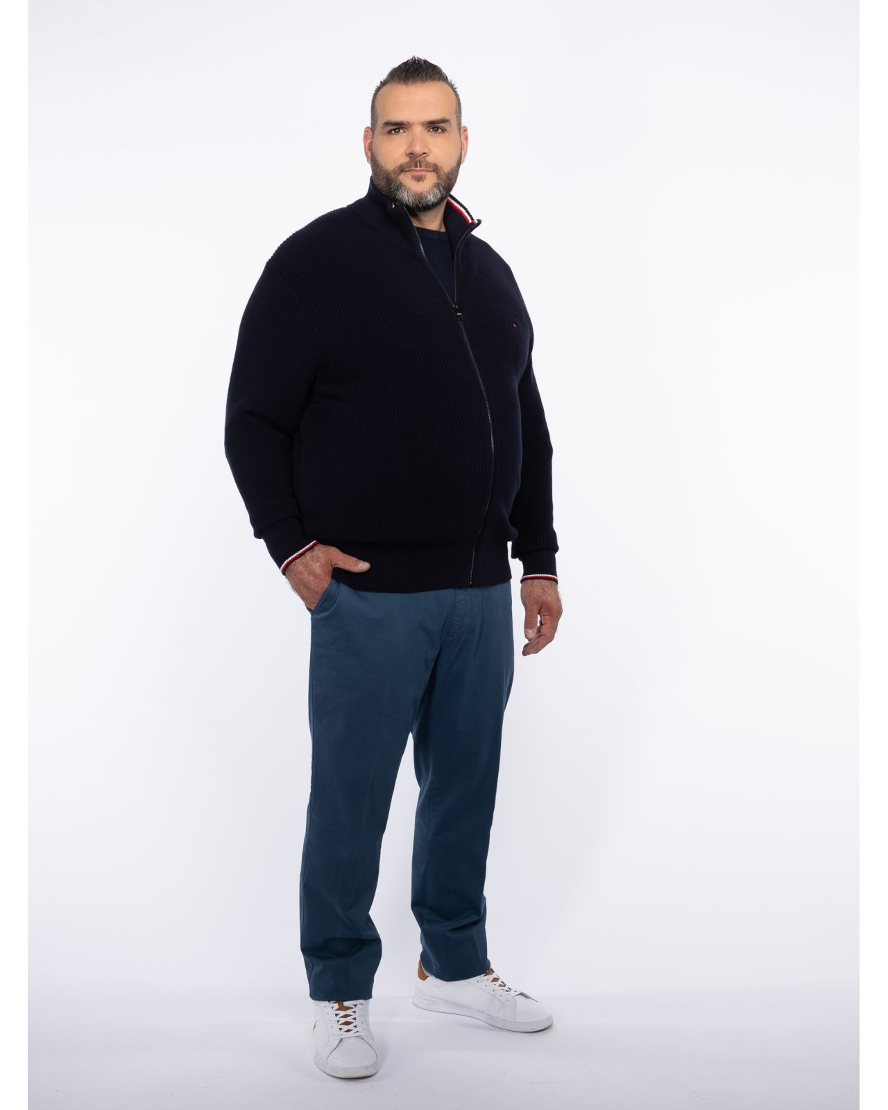 Gilet zippé grande taille bleu marine