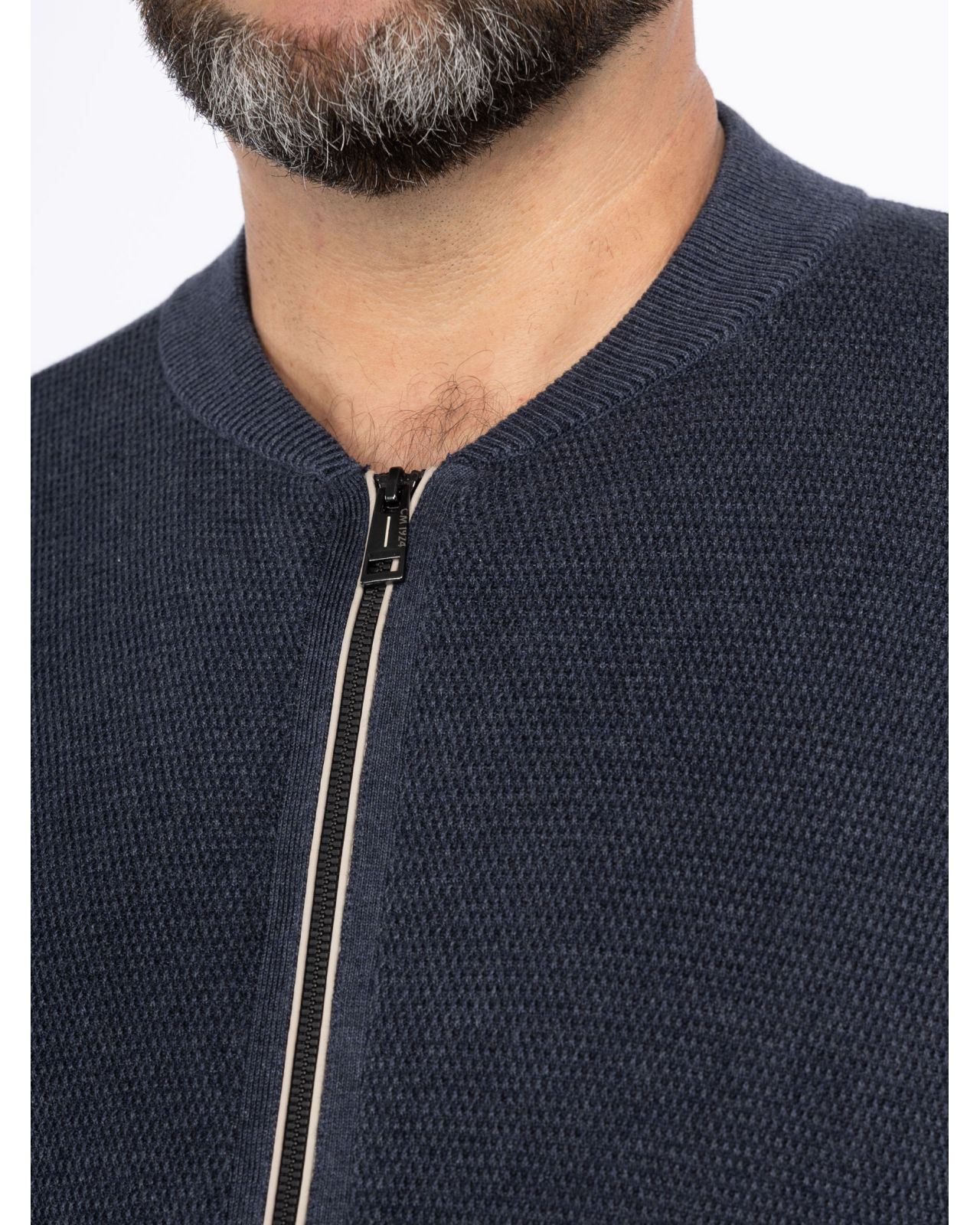 Cardigan zippé chiné grande taille bleu marine