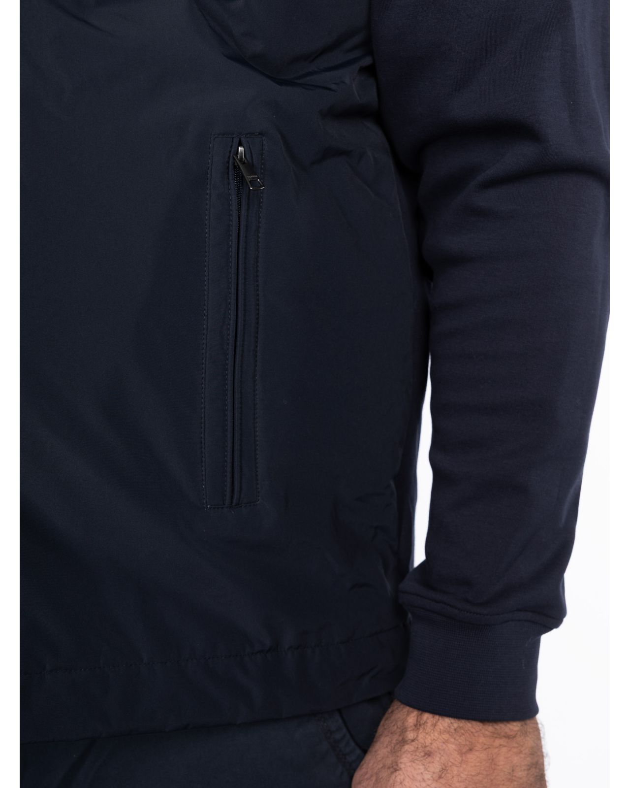 Blouson bimatière grande taille bleu marine
