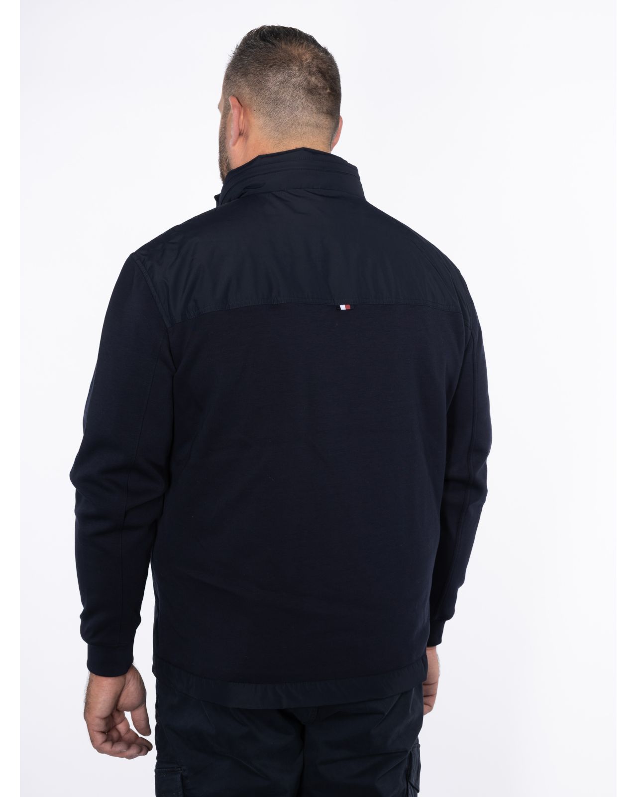 Blouson bimatière grande taille bleu marine
