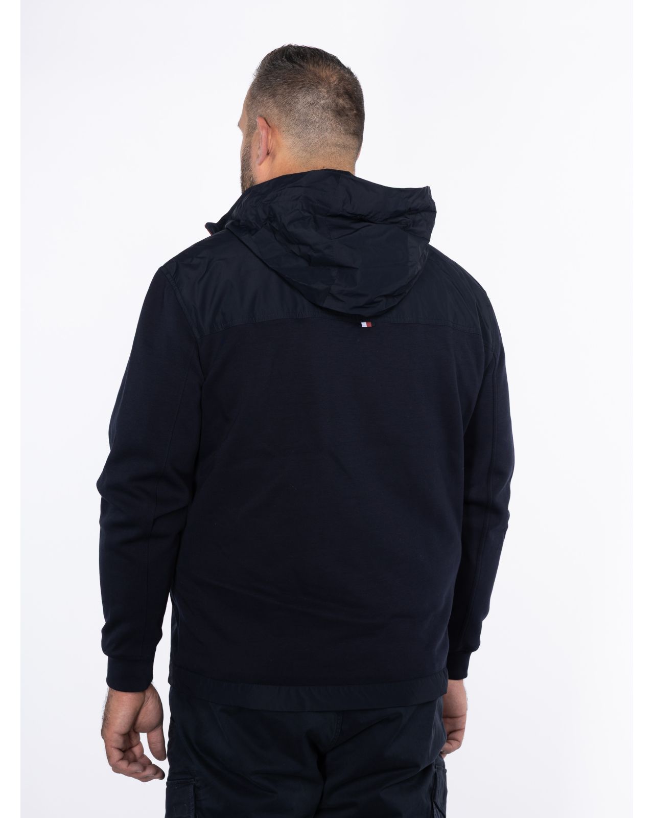 Blouson bimatière grande taille bleu marine