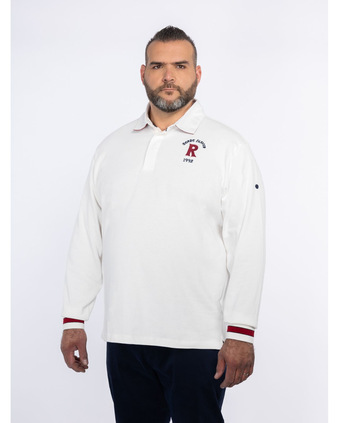 Polo manches longues grande taille écru