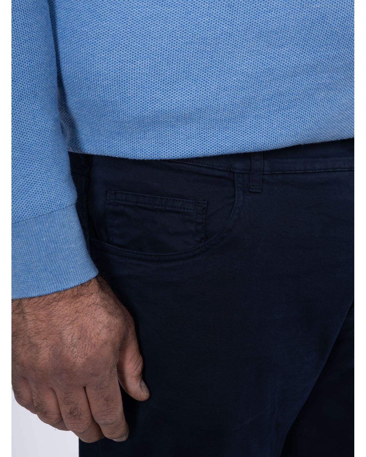 Pantalon 5 poches twill grande taille bleu marine