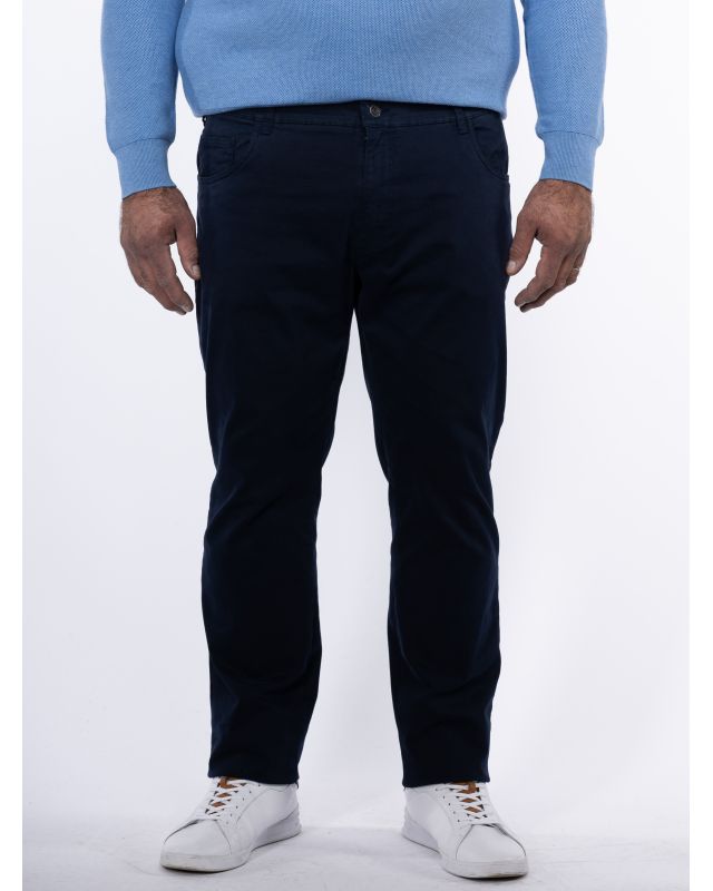 Pantalon 5 poches twill grande taille bleu marine