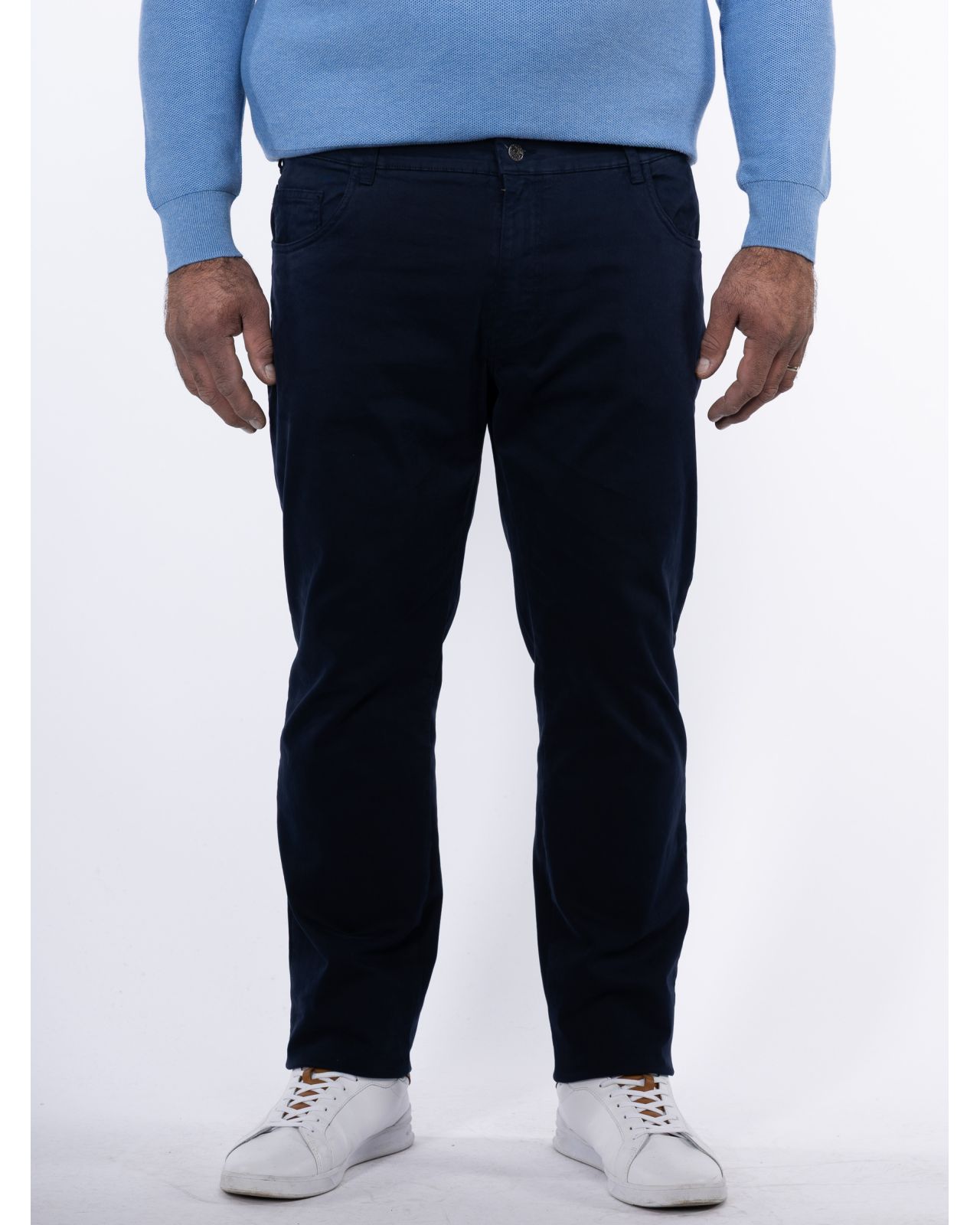 Pantalon 5 poches twill grande taille bleu marine