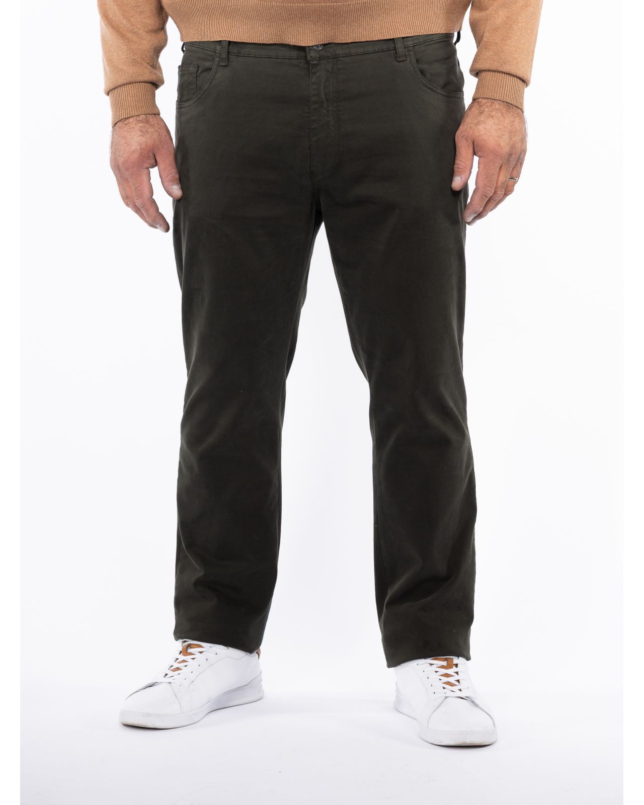 Pantalon 5 poches twill grande taille vert kaki