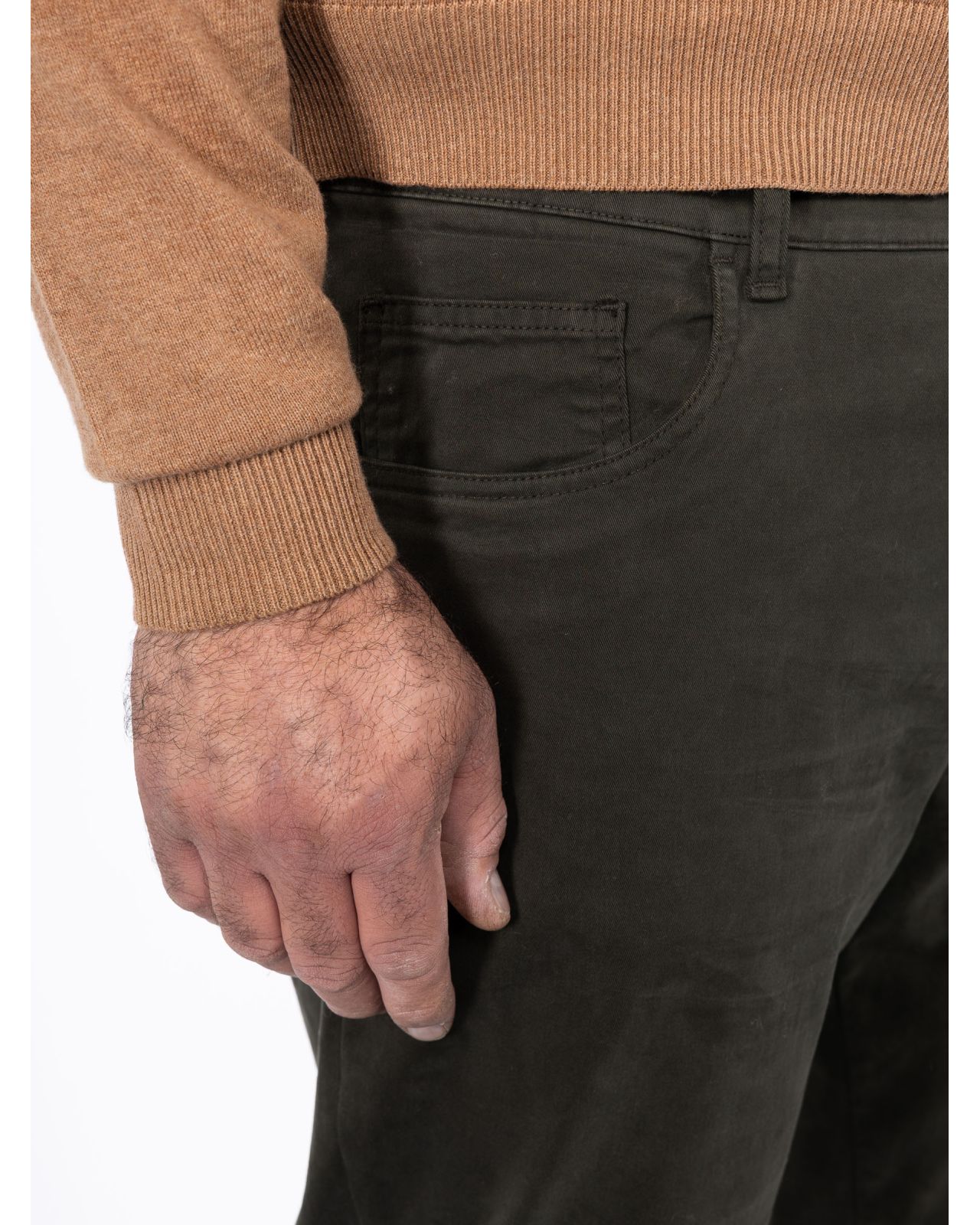 Pantalon 5 poches twill grande taille vert kaki