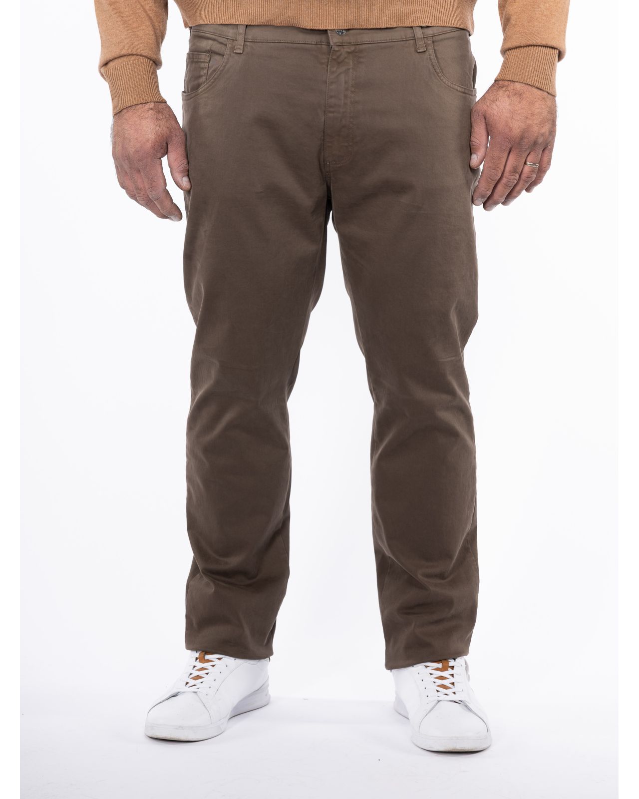 Pantalon 5 poches twill grande taille taupe