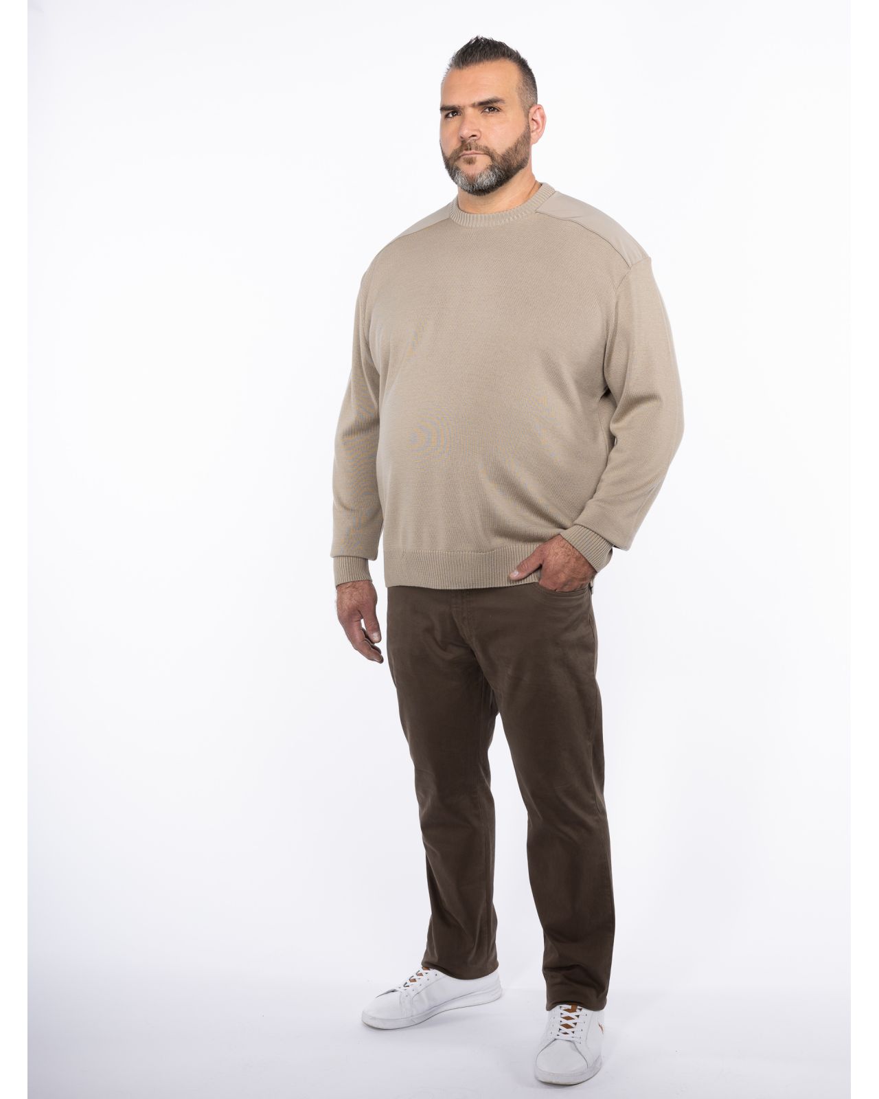 Pantalon 5 poches twill grande taille taupe