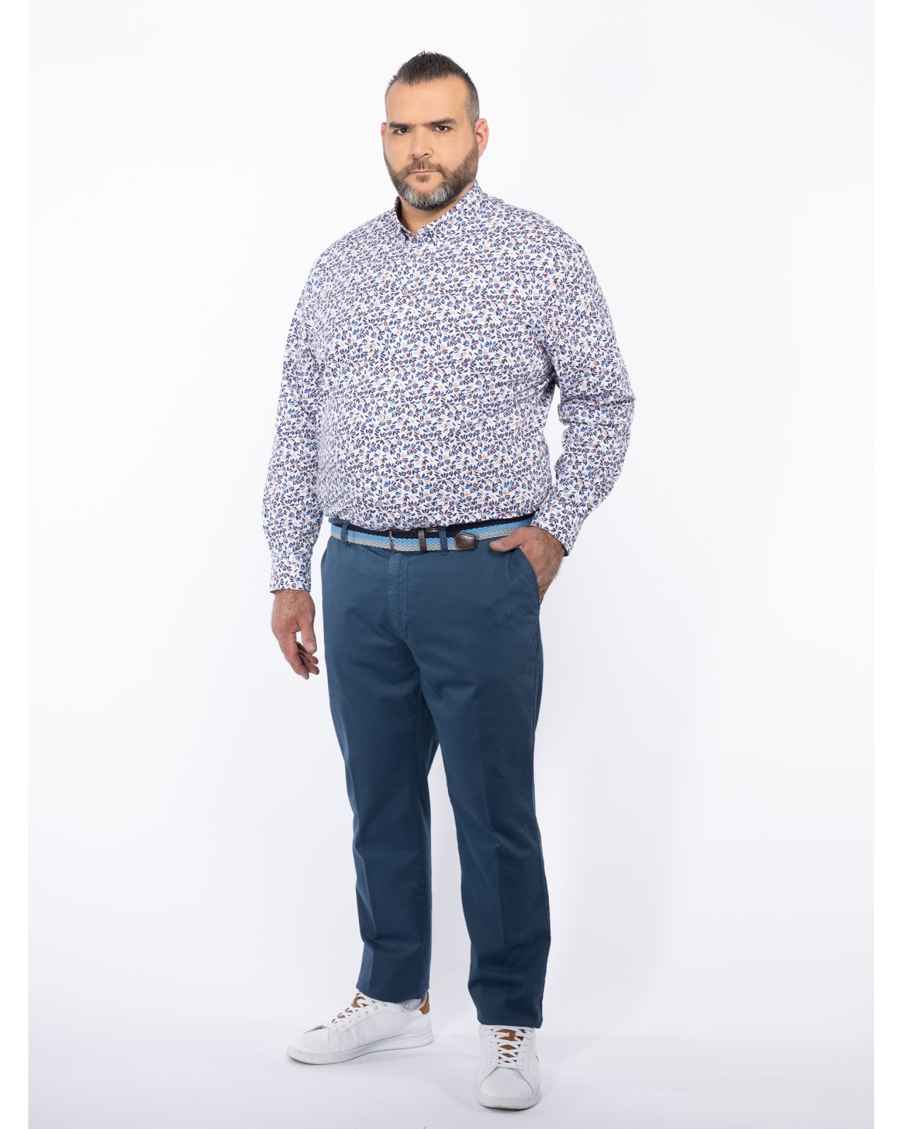 Pantalon chino avec ceinture grande taille bleu