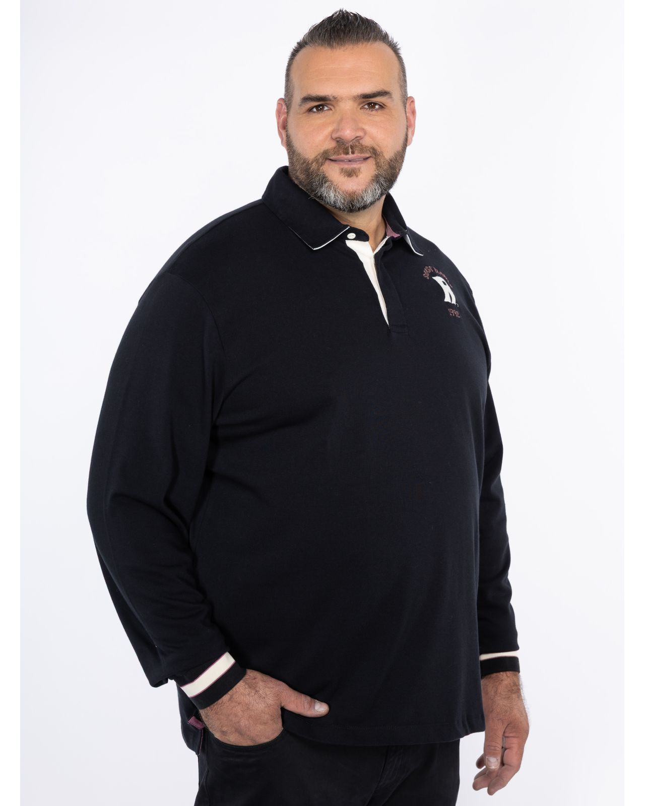 Polo manches longues grande taille noir
