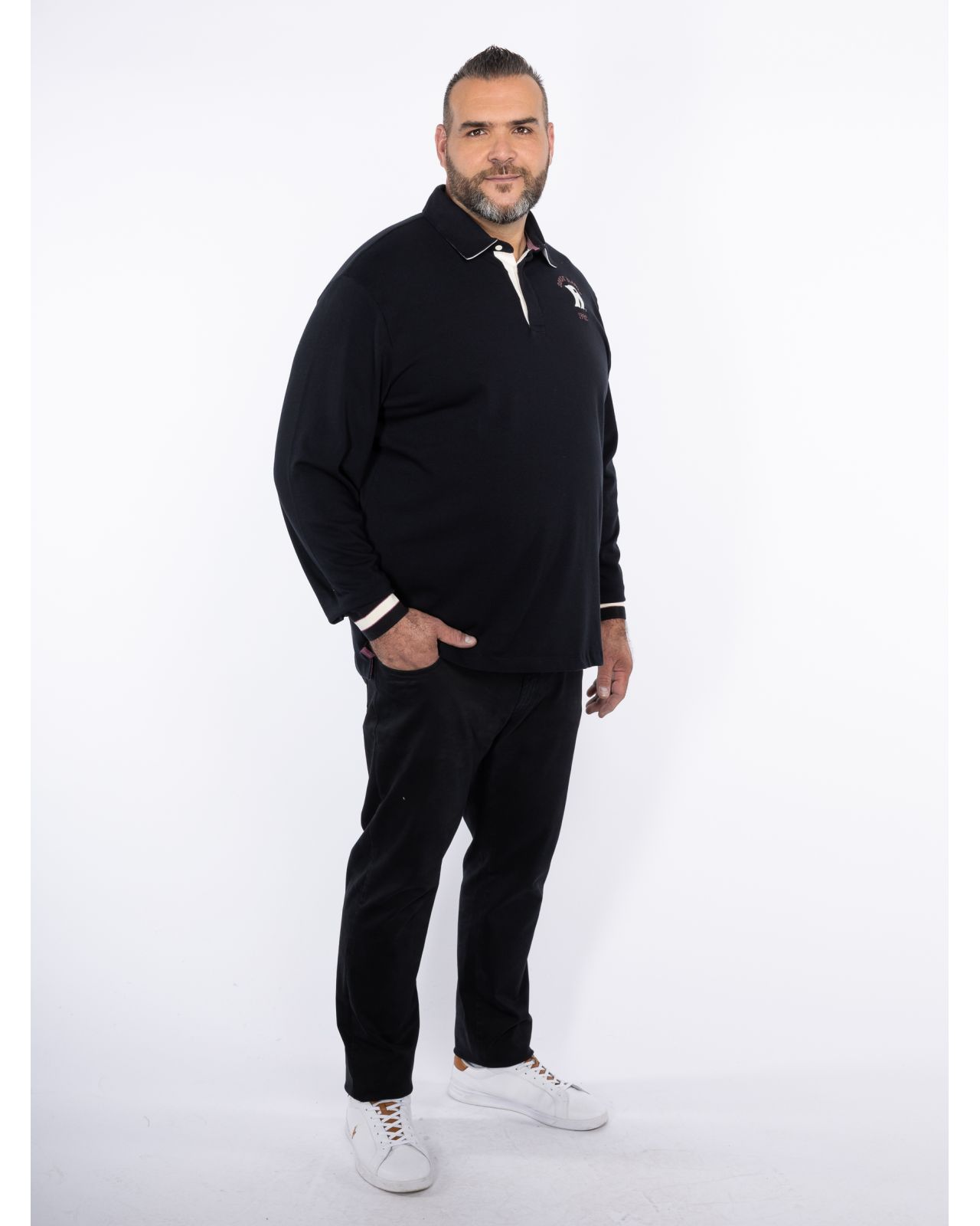 Polo manches longues grande taille noir