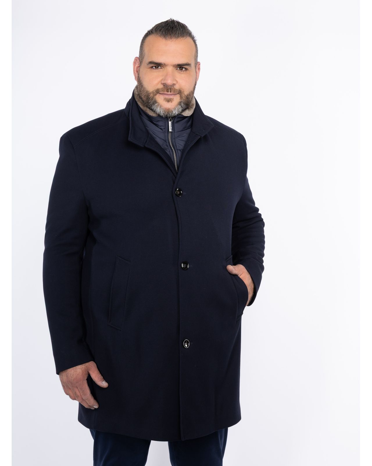 Manteau grande taille bleu marine