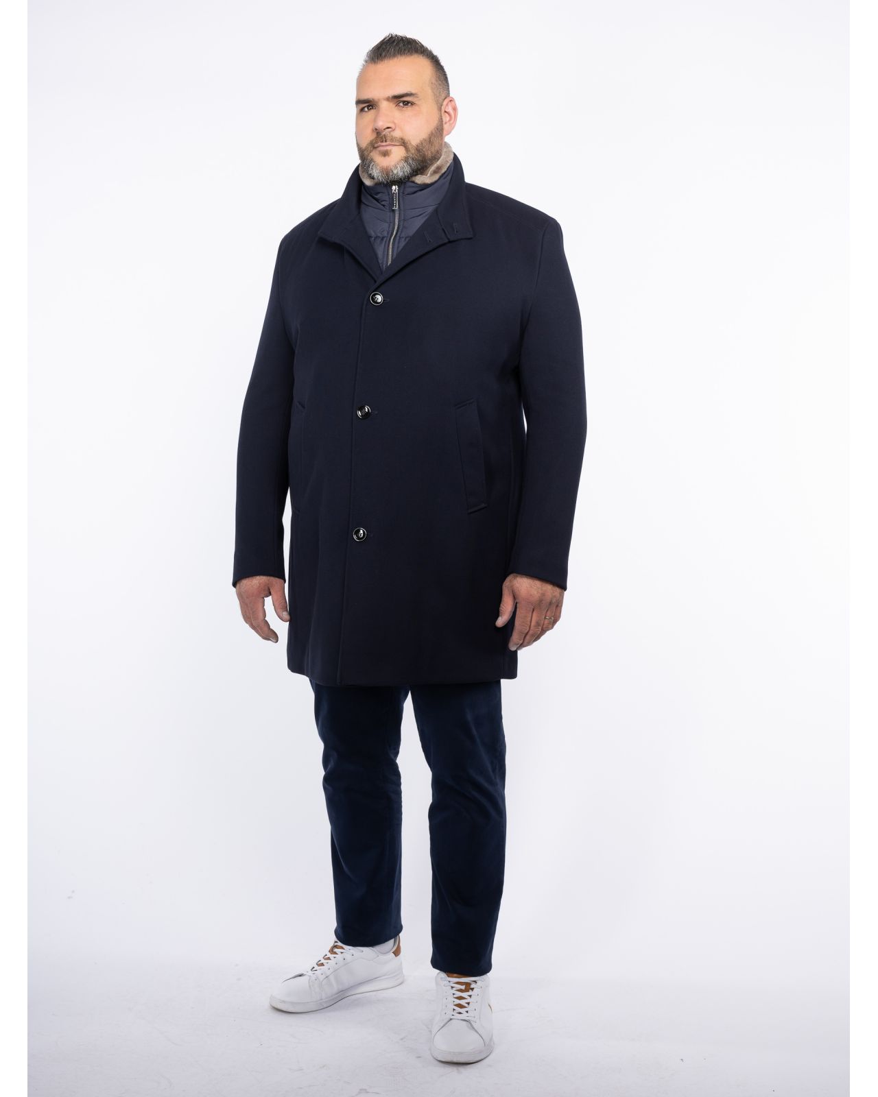 Manteau grande taille bleu marine