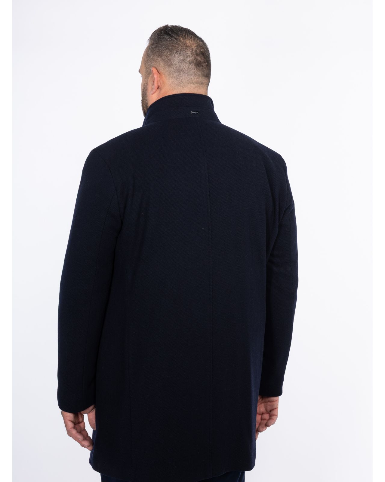 Manteau avec plastron amovible grande taille bleu marine