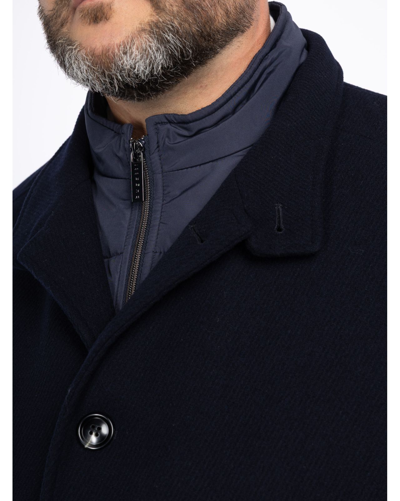 Manteau avec plastron amovible grande taille bleu marine