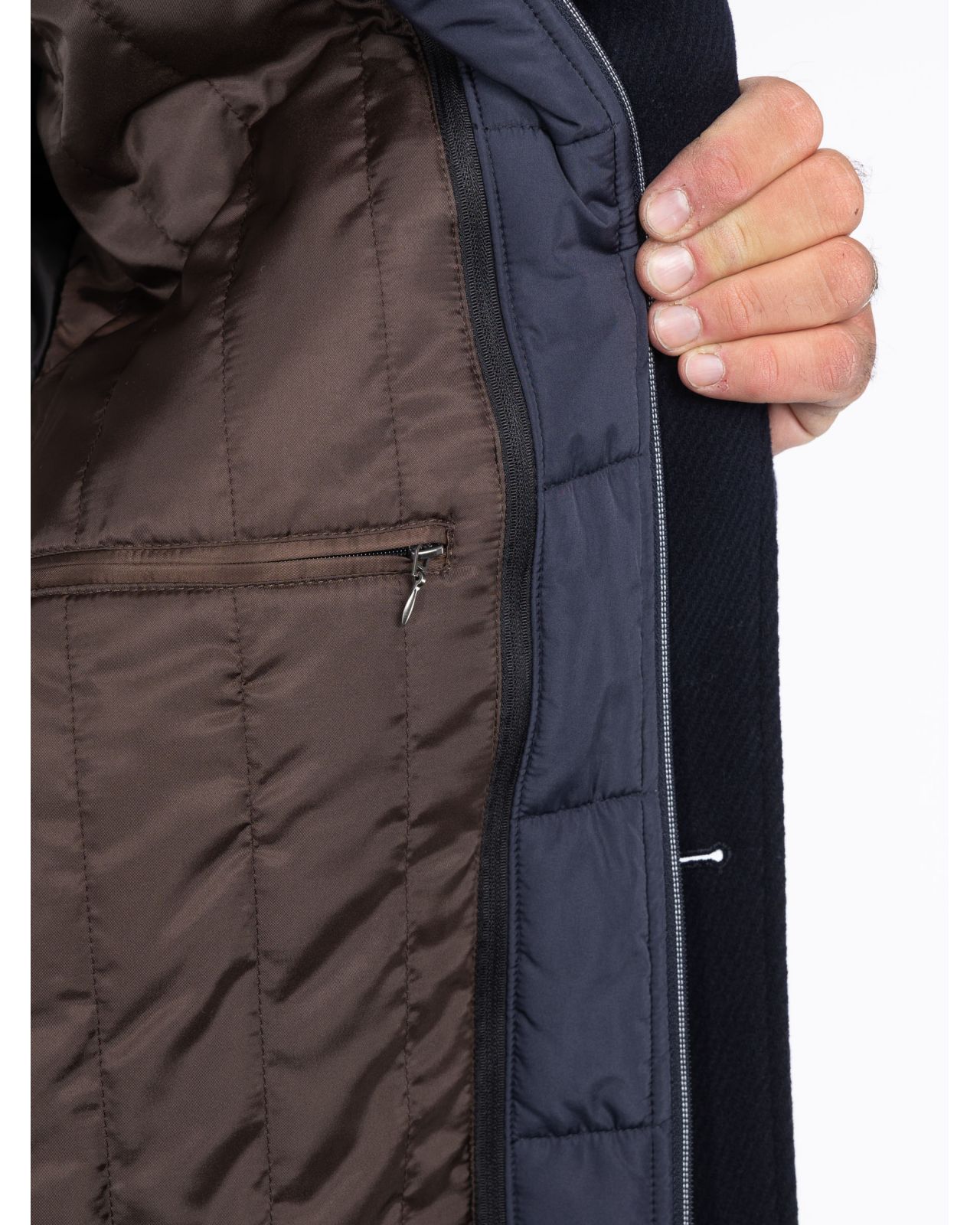Manteau avec plastron amovible grande taille bleu marine