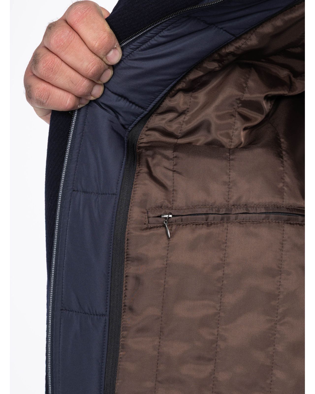 Manteau avec plastron amovible grande taille bleu marine