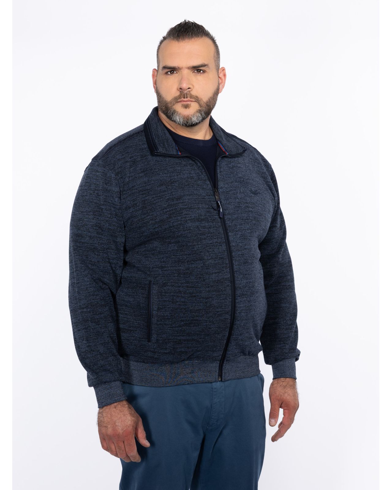 Sweat zippé grande taille bleu marine