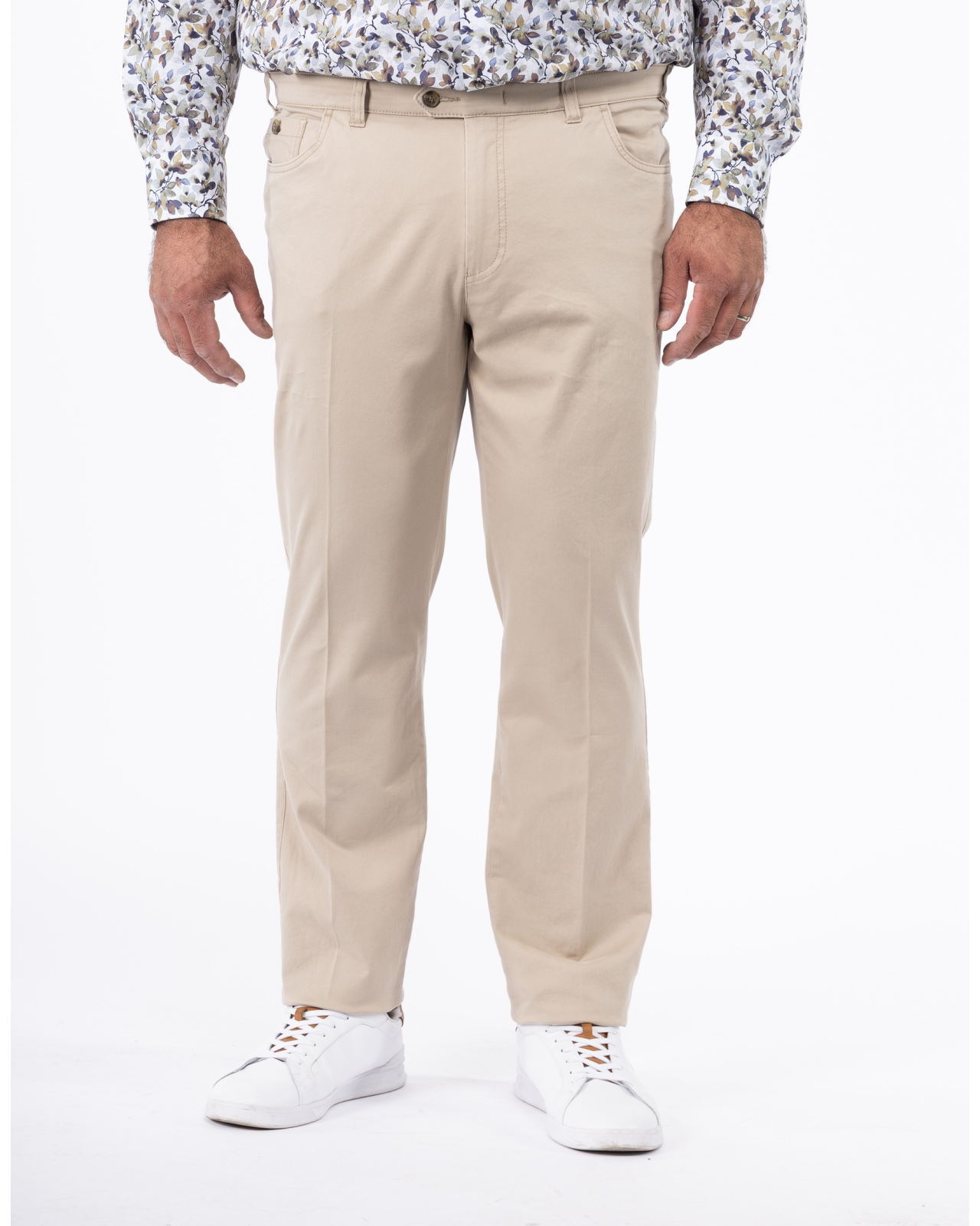 Pantalon chino grande taille twill beige