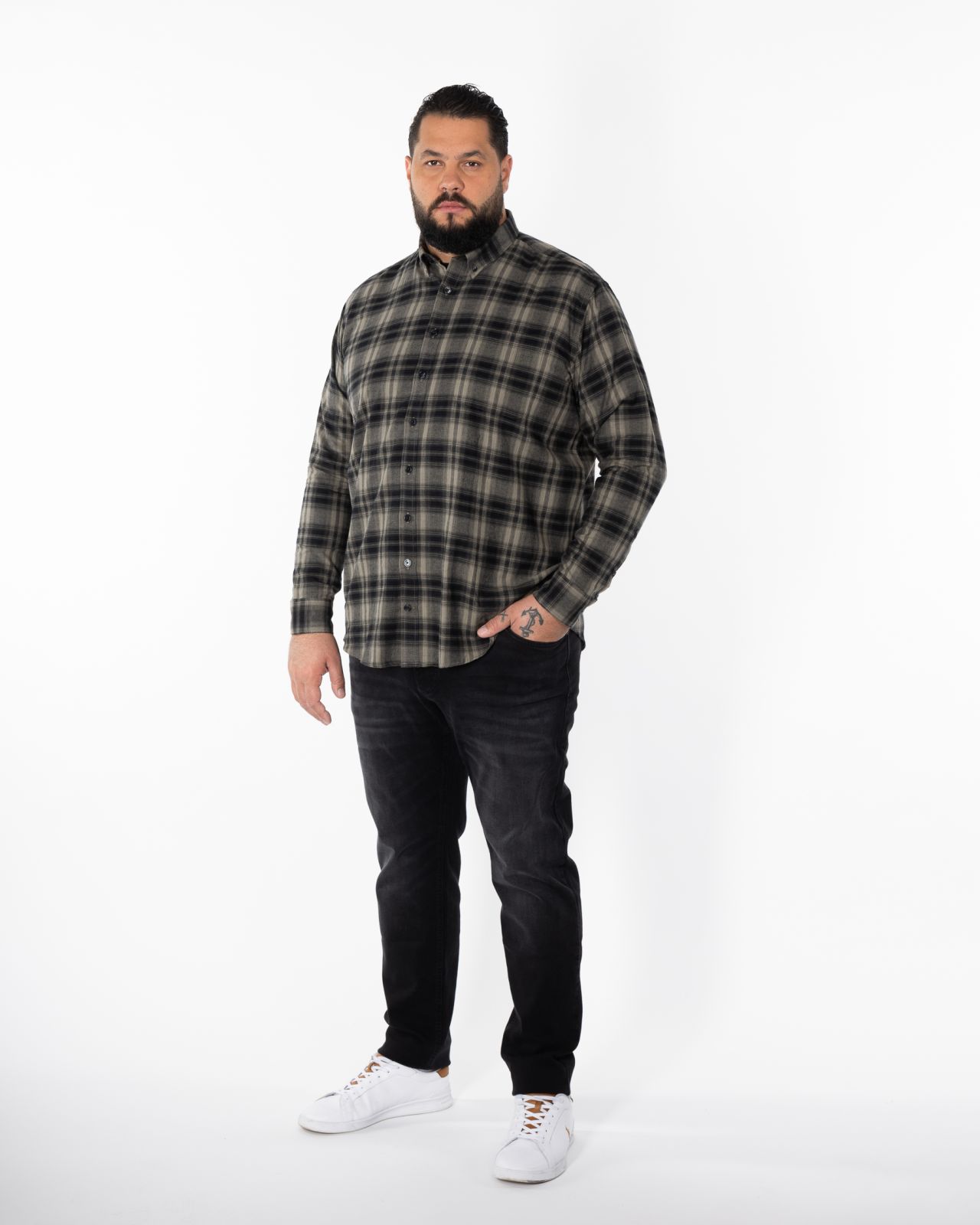 Chemise à carreaux grande taille vert