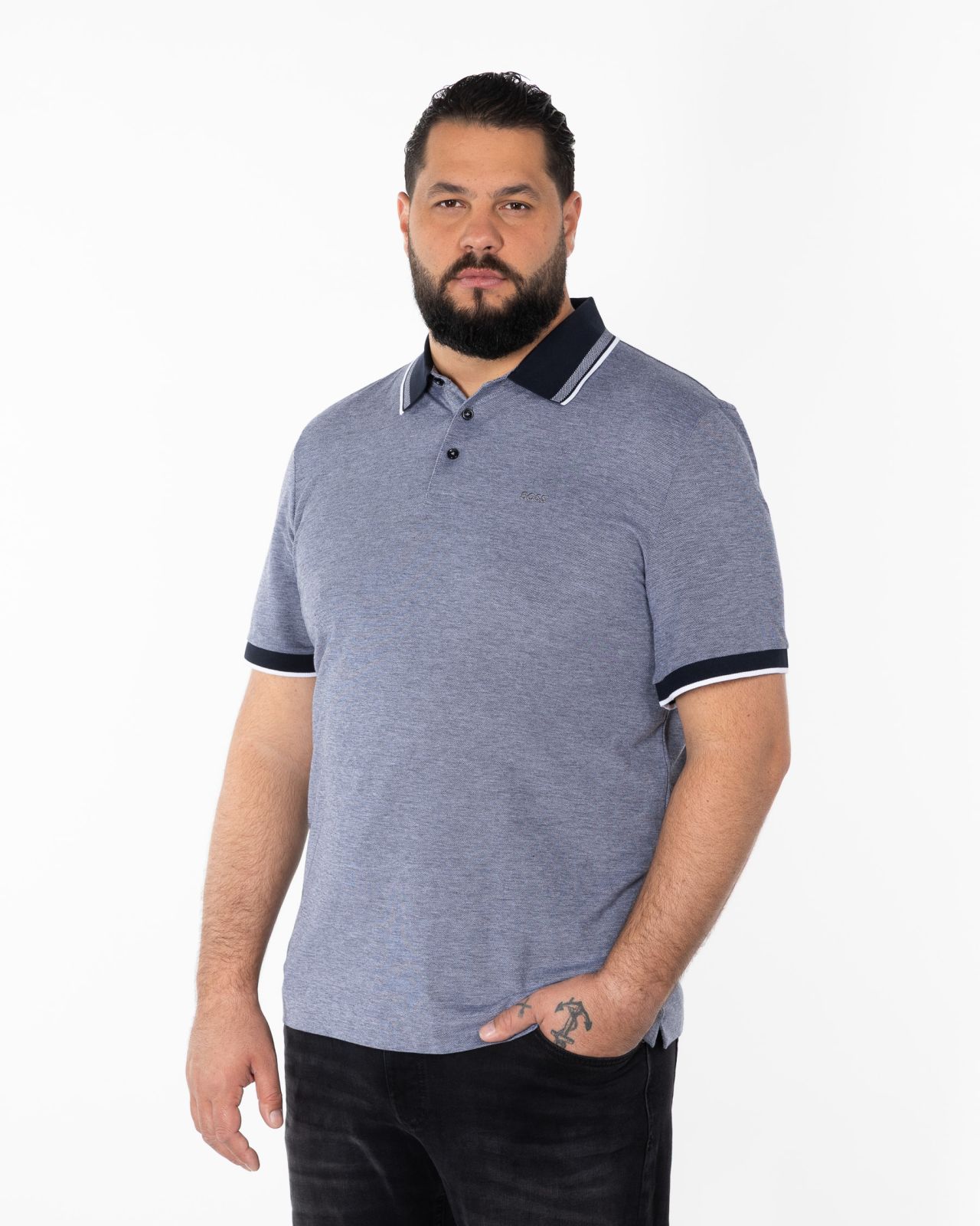 Polo piqué grande taille bleu indigo