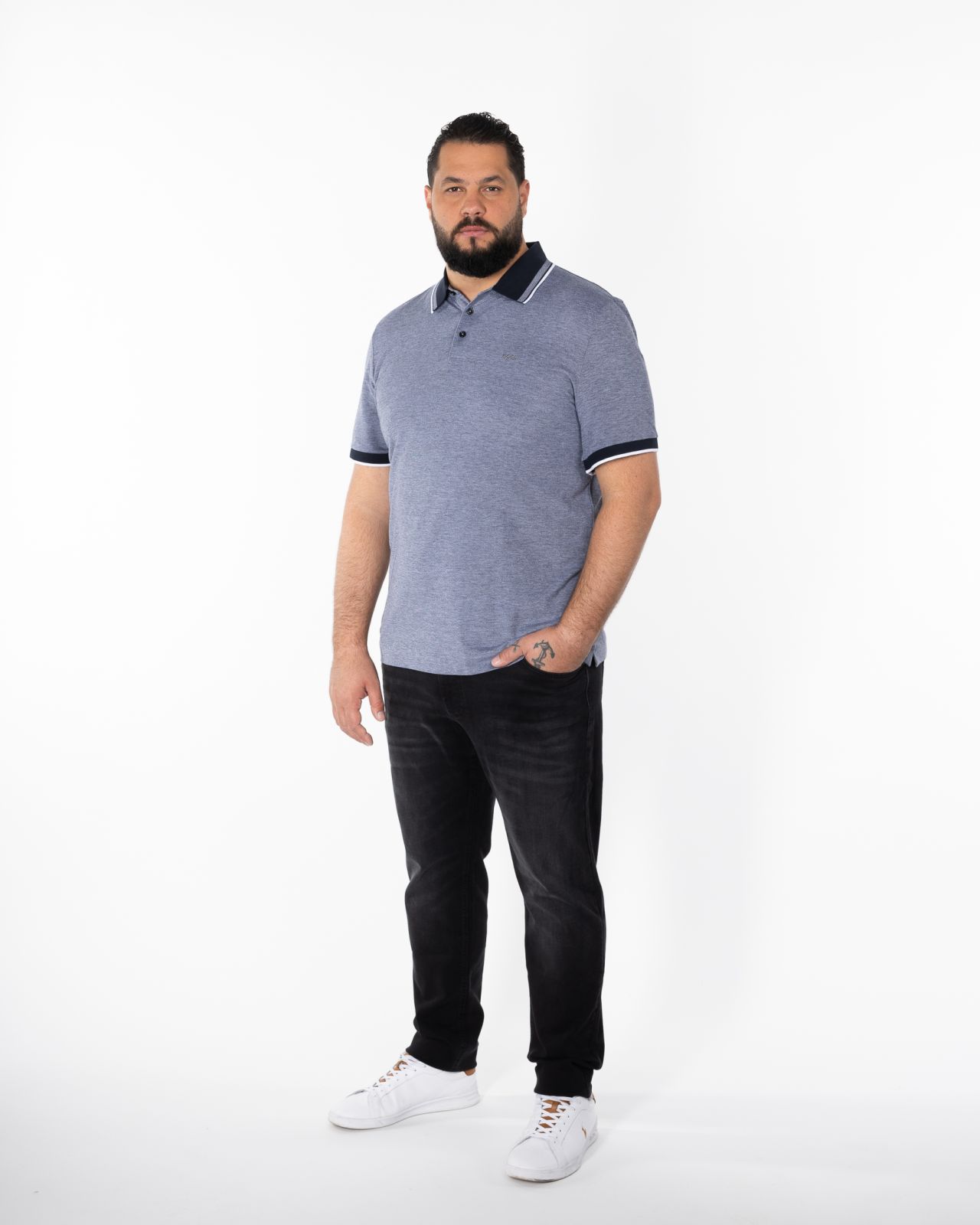 Polo piqué grande taille bleu indigo