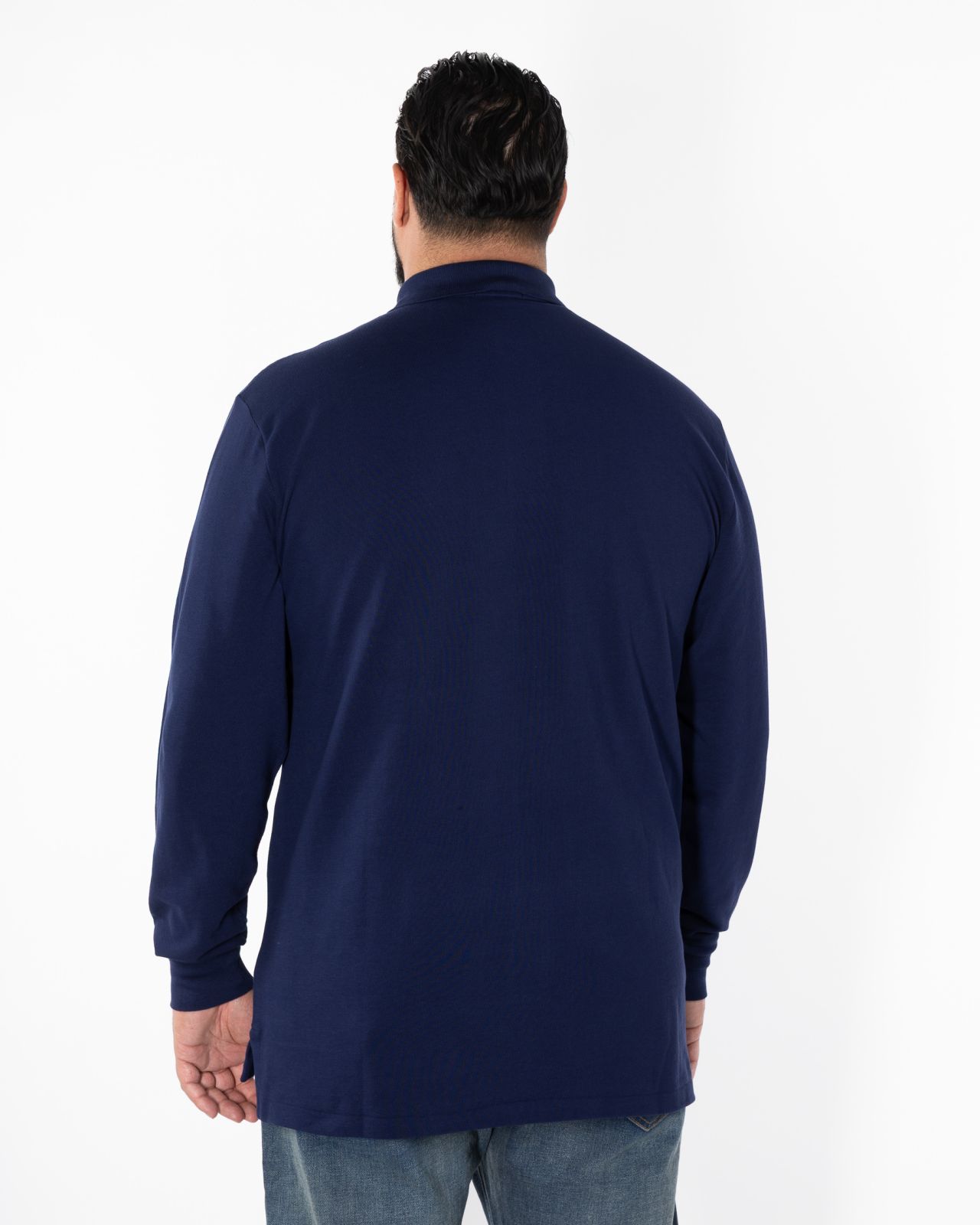 Polo manches longues piqué pour homme grand bleu marine