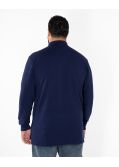 Polo manches longues piqué pour homme grand bleu marine
