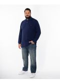 Polo manches longues piqué pour homme grand bleu marine