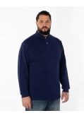 Polo manches longues piqué pour homme grand bleu marine