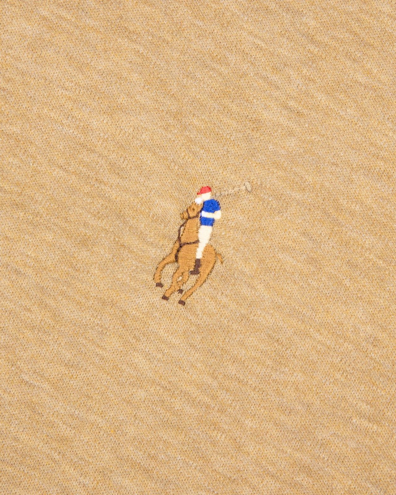 Polo manches longues chiné grande taille camel