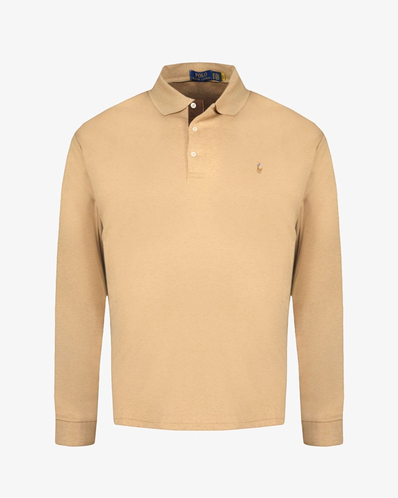 Polo manches longues chiné grande taille camel