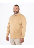 Polo manches longues chiné grande taille camel