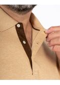Polo manches longues chiné grande taille camel