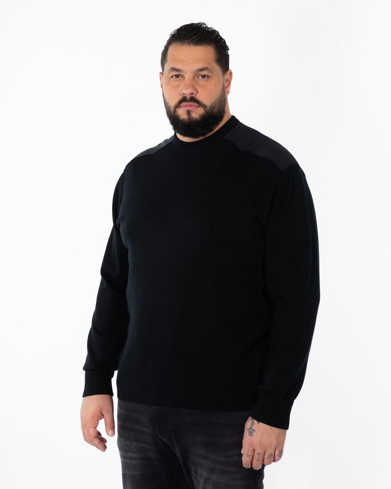 Pull col rond grande taille noir