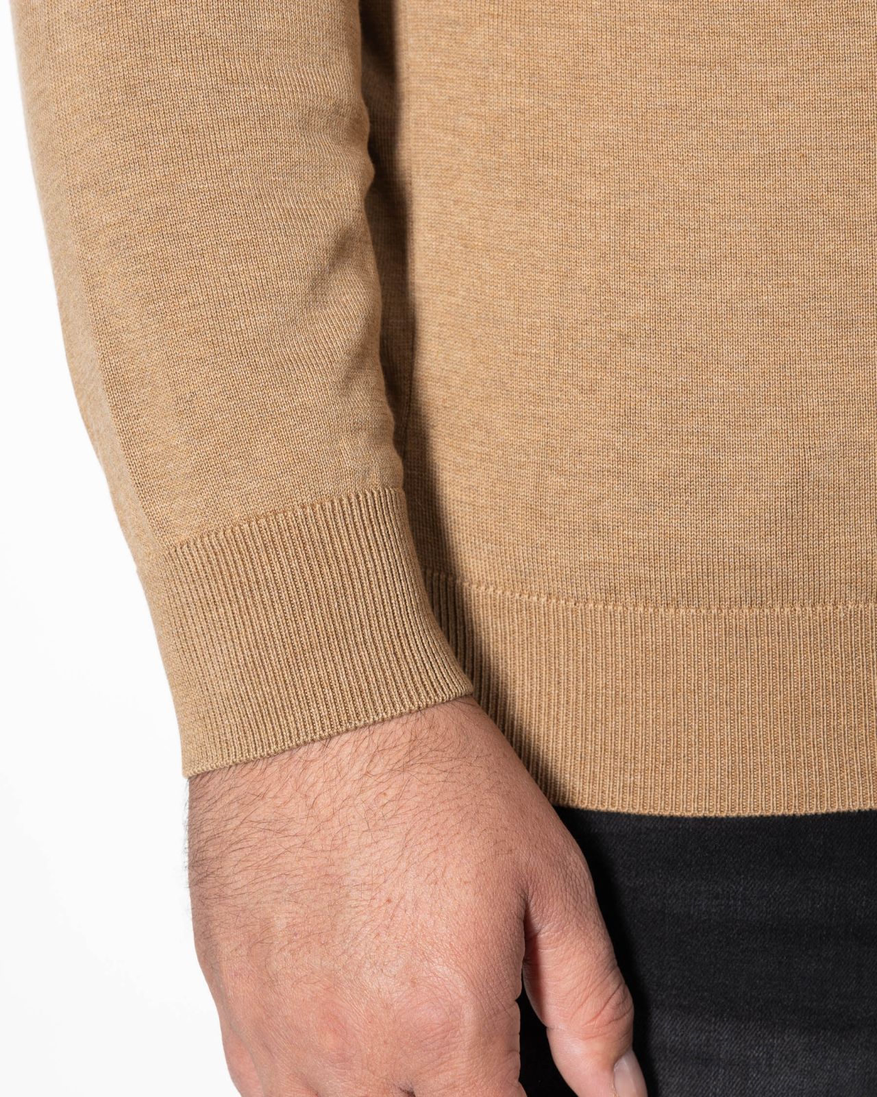 Pull demi zippé grande taille marron