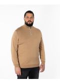 Pull demi zippé grande taille marron