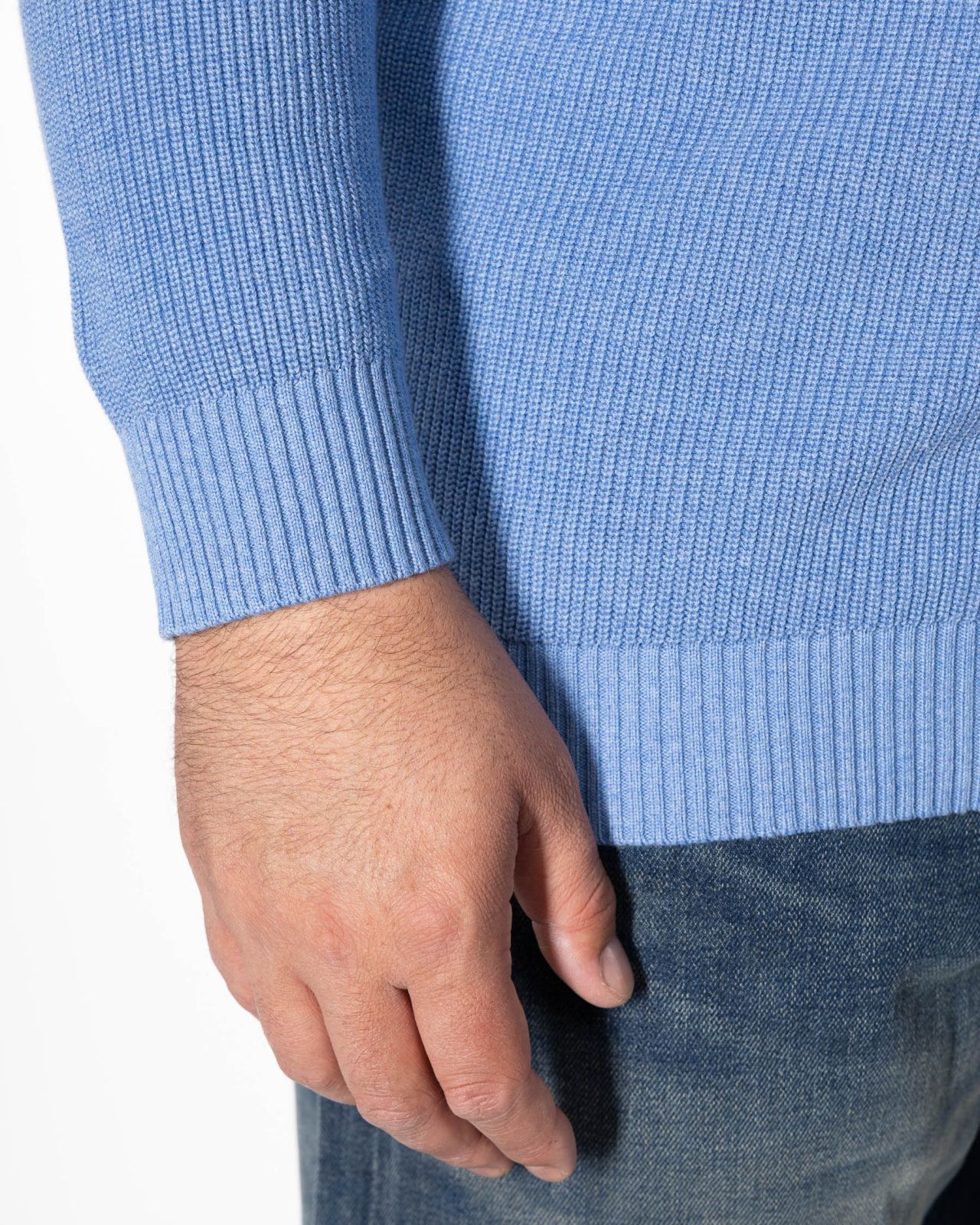 Pull col camionneur homme grand bleu ciel