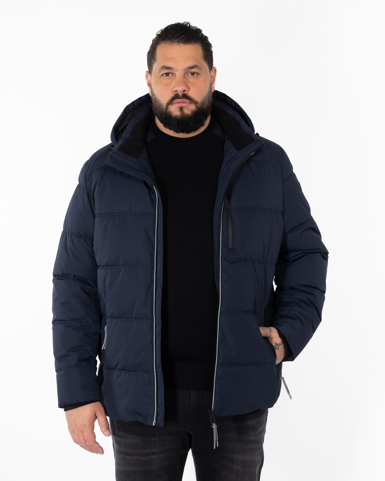 Doudoune avec capuche amovible grande taille bleu marine