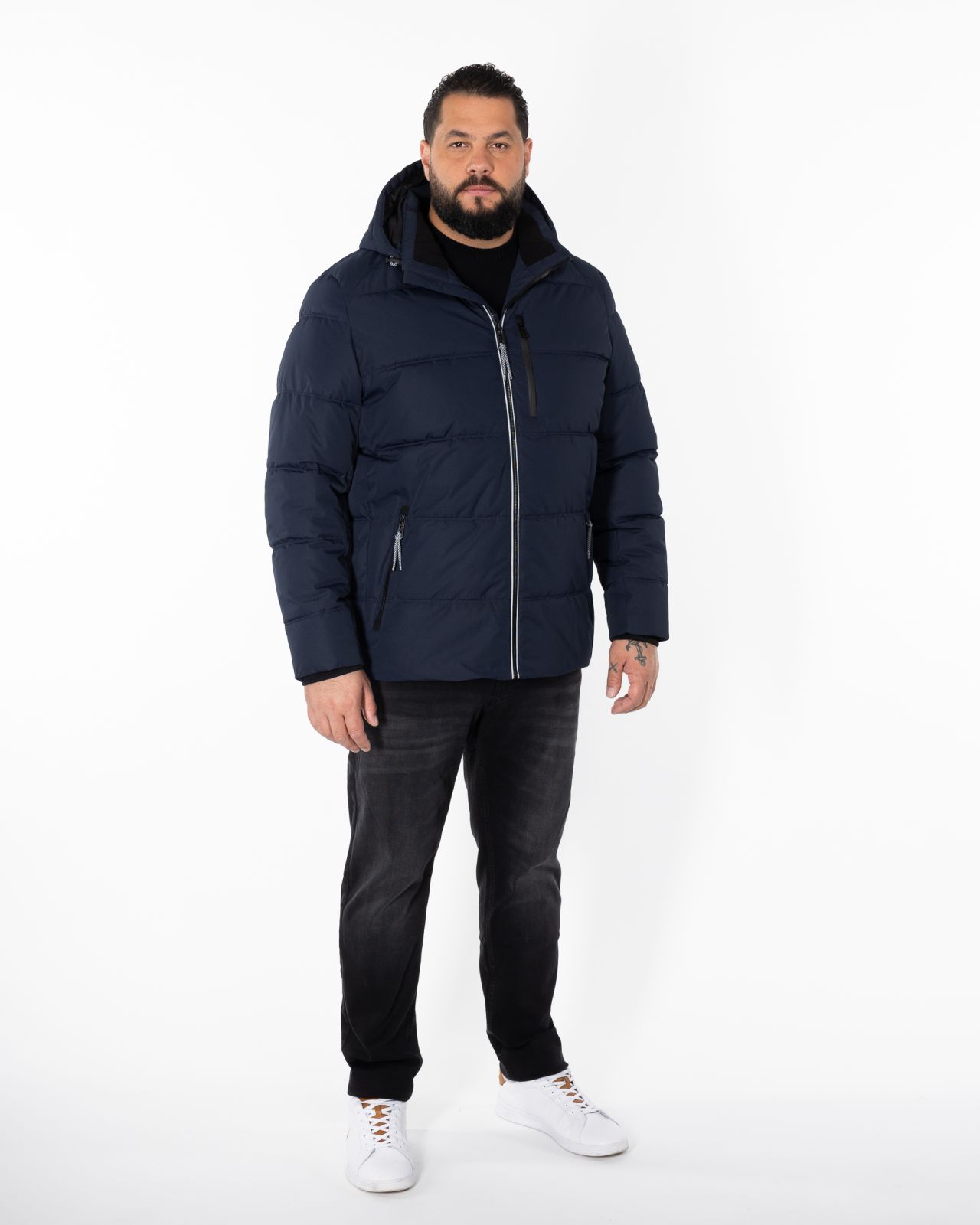 Doudoune avec capuche amovible grande taille bleu marine