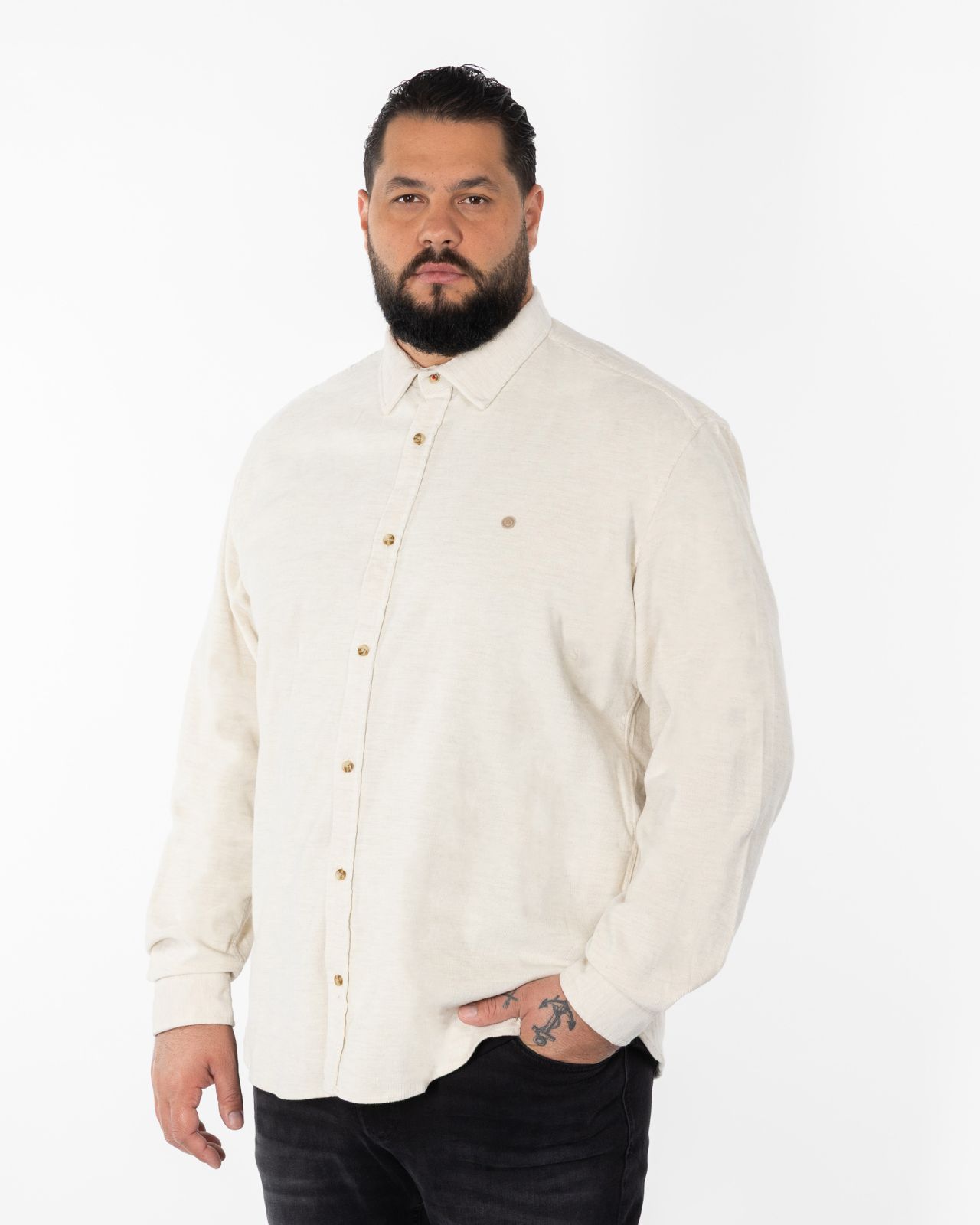 Chemise en velours grande taille écru