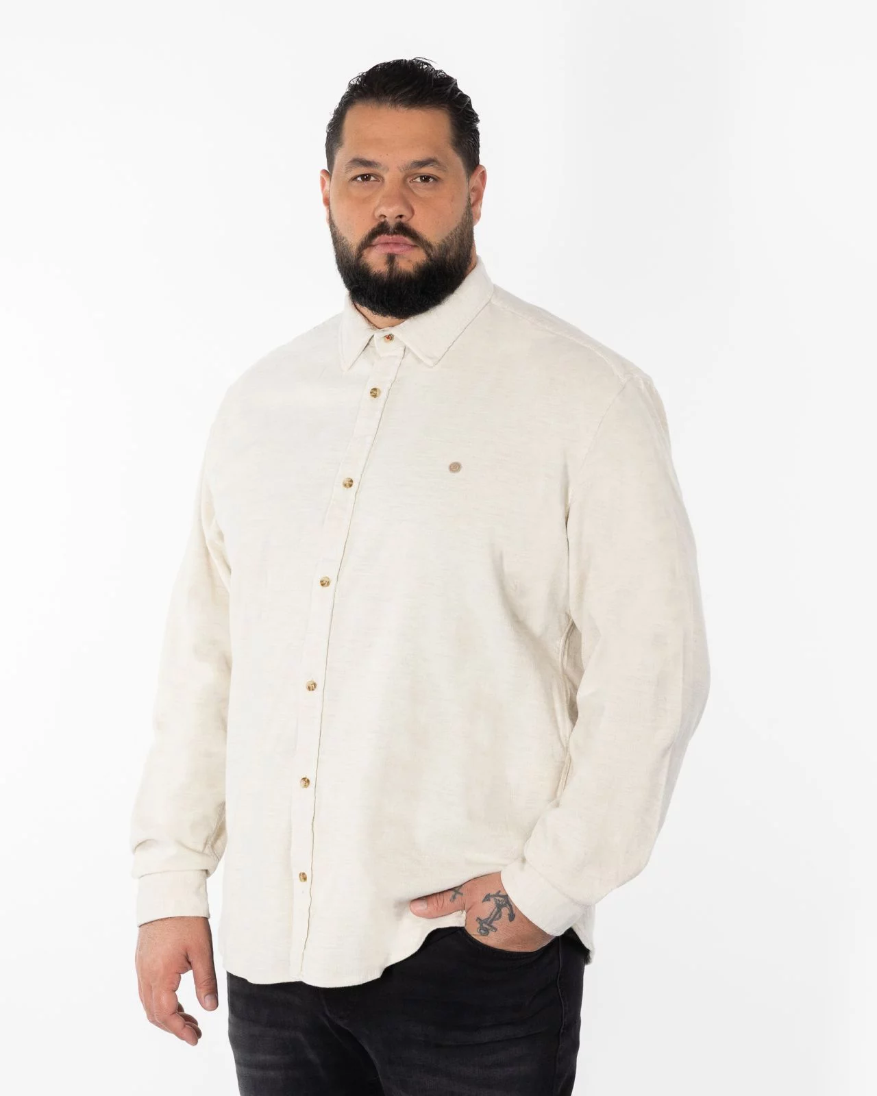 Chemise en velours grande taille écru