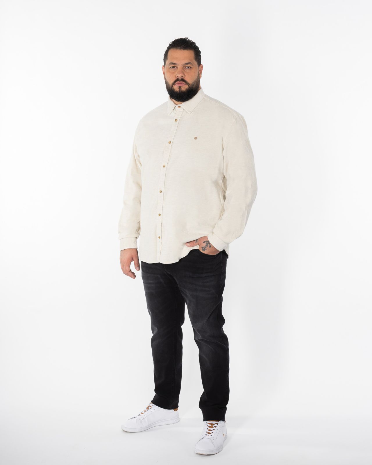 Chemise en velours grande taille écru