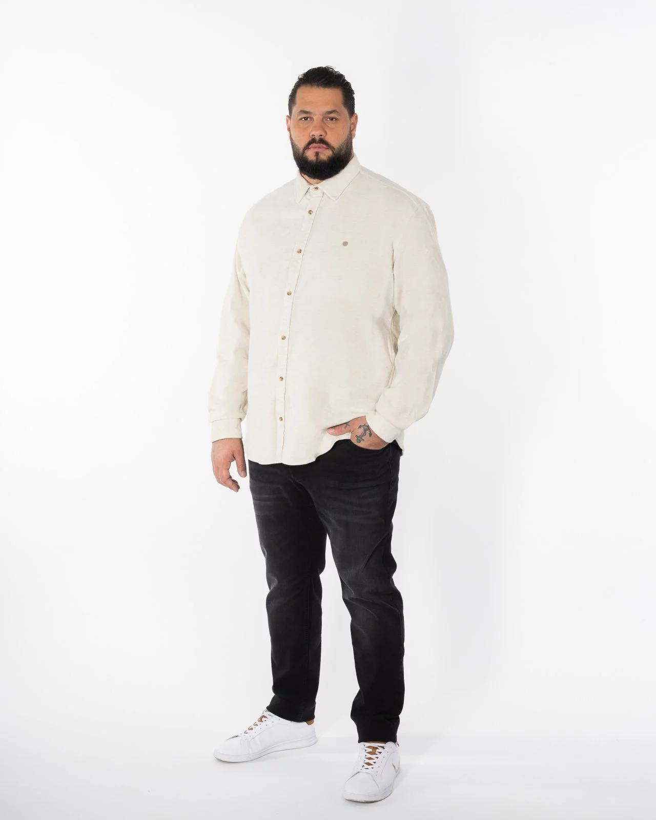 Chemise en velours grande taille écru