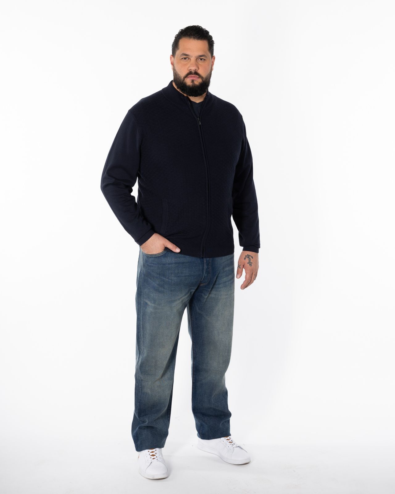 Gilet zippé homme grand bleu marine