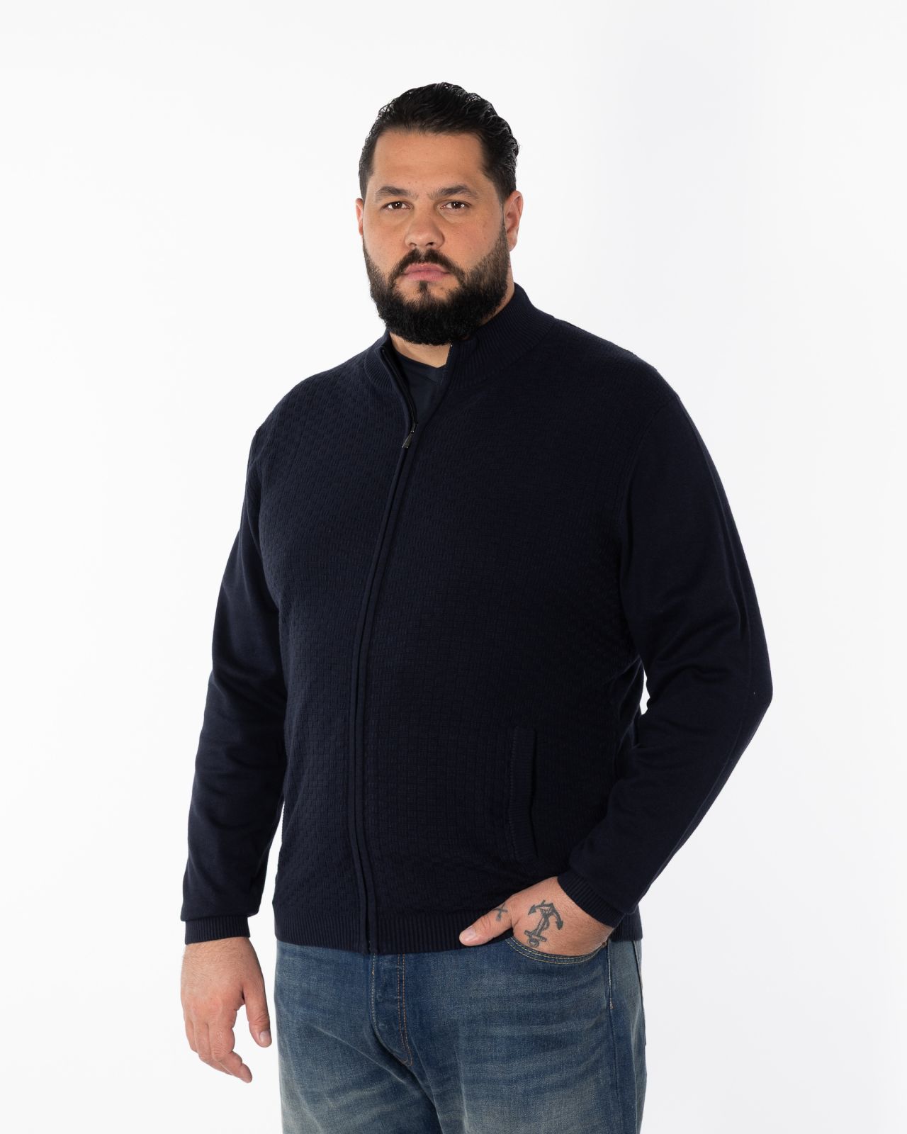 Gilet zippé homme grand bleu marine