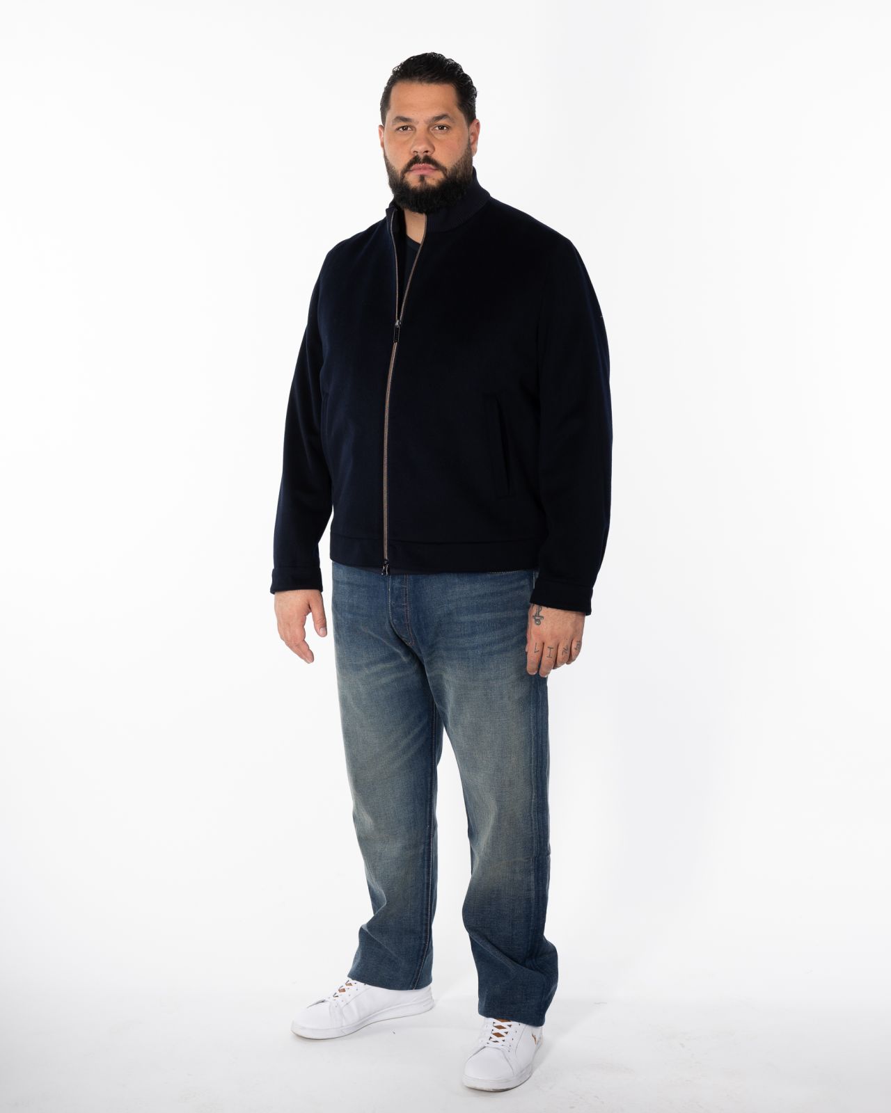 Blouson lainage grande taille bleu marine